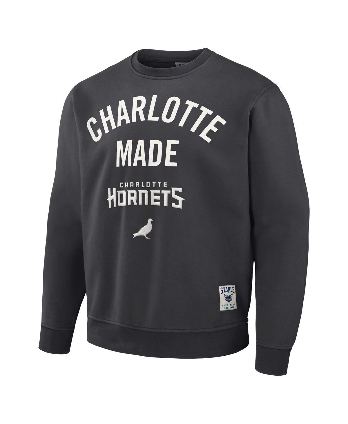 Shop Staple Men's Nba X  Anthracite Charlotte Hornets Plush Pullover Sweatshirt