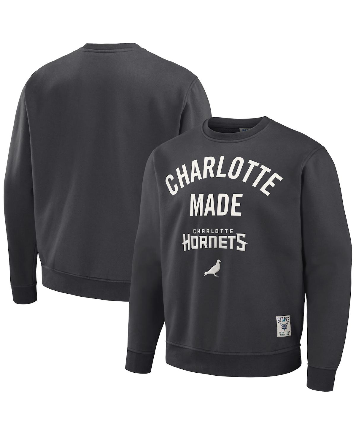 Men's Nba x Staple Anthracite Charlotte Hornets Plush Pullover Sweatshirt - Anthracite