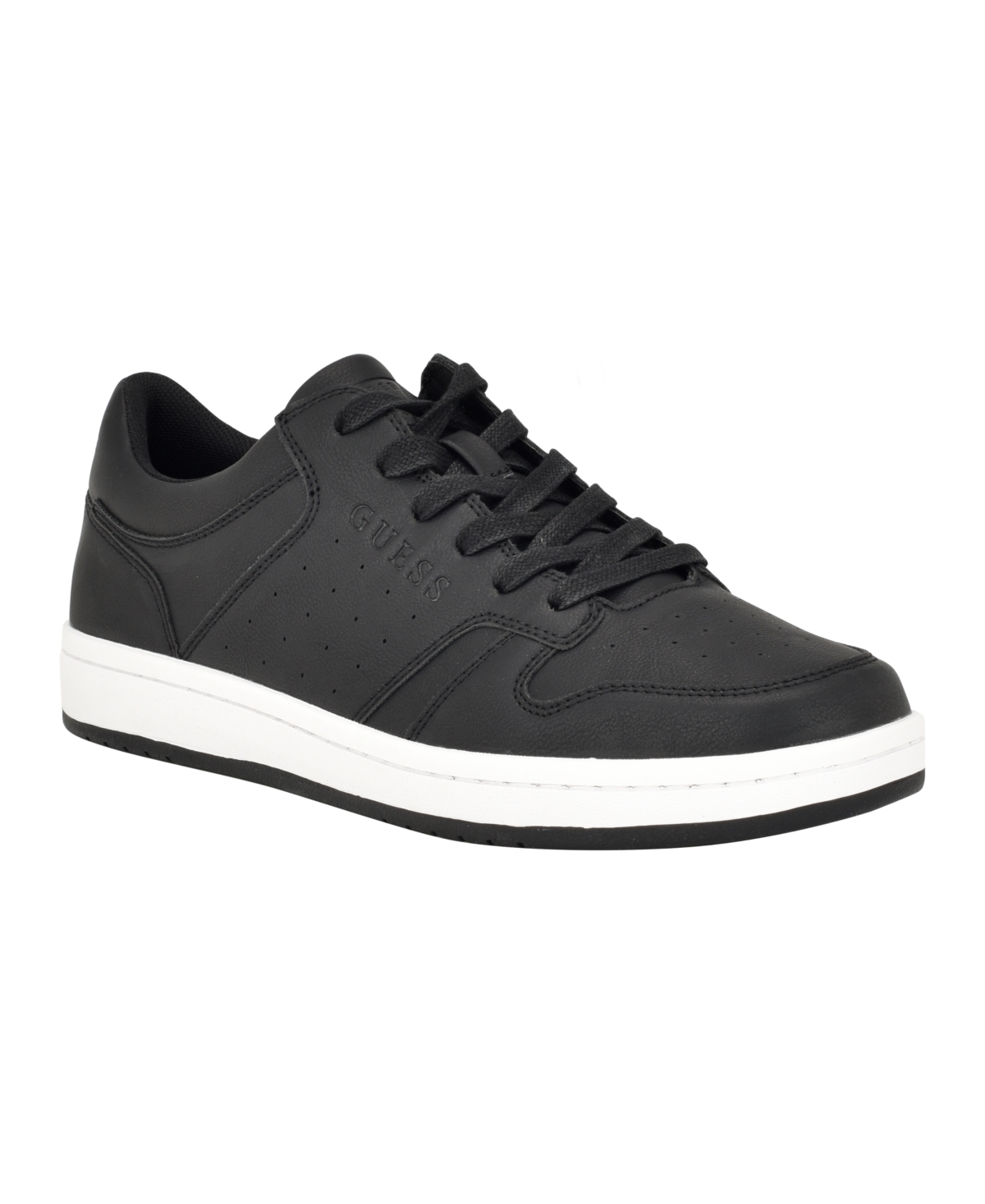 Guess Men's Lensa Low Top Lace-up Court Sneakers In Black