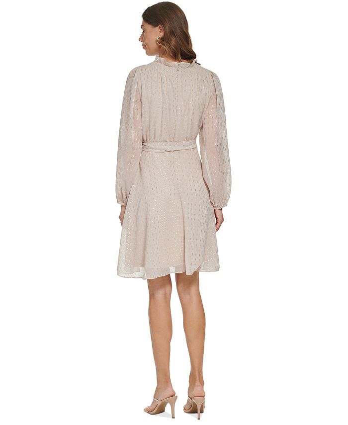 Elegant Lace Dress Women for Party Vintage Clothes 3/4 Length Sleeve Belted A-Line Ladies Swing Dresses