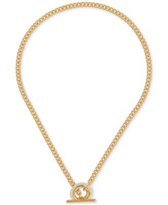 Lucky Brand - Gold-Tone Small Carved Stone 16" Collar Necklace