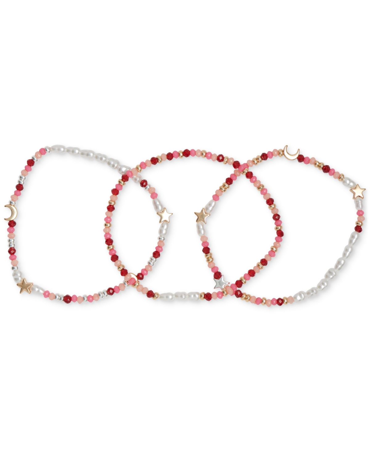 Lucky Brand Two-Tone 3-Pc. Set Star & Mixed Bead Stretch Bracelets