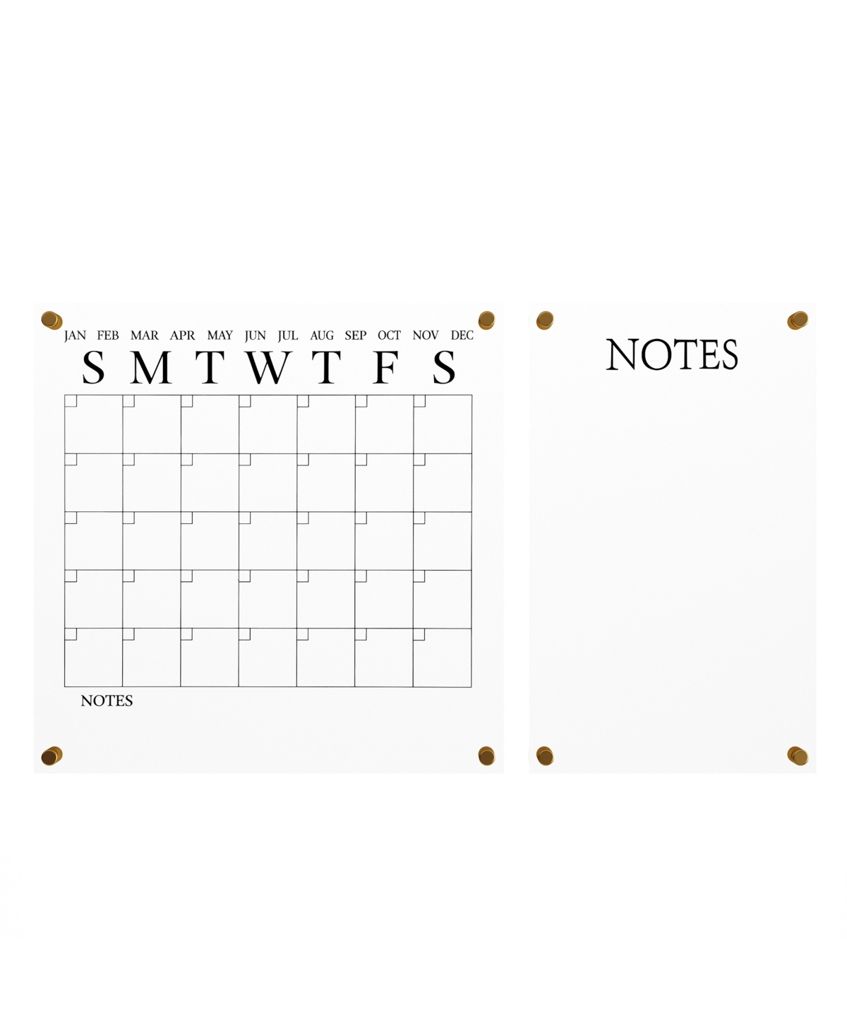 Shop Martha Stewart Grayson Acrylic Wall Calendar And Notes Board Set With Dry Erase Marker And Mounting Hardware In Clear,black