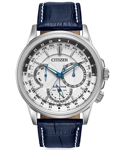 Citizen Men's Eco-Drive Calendrier Blue Leather Strap ...
