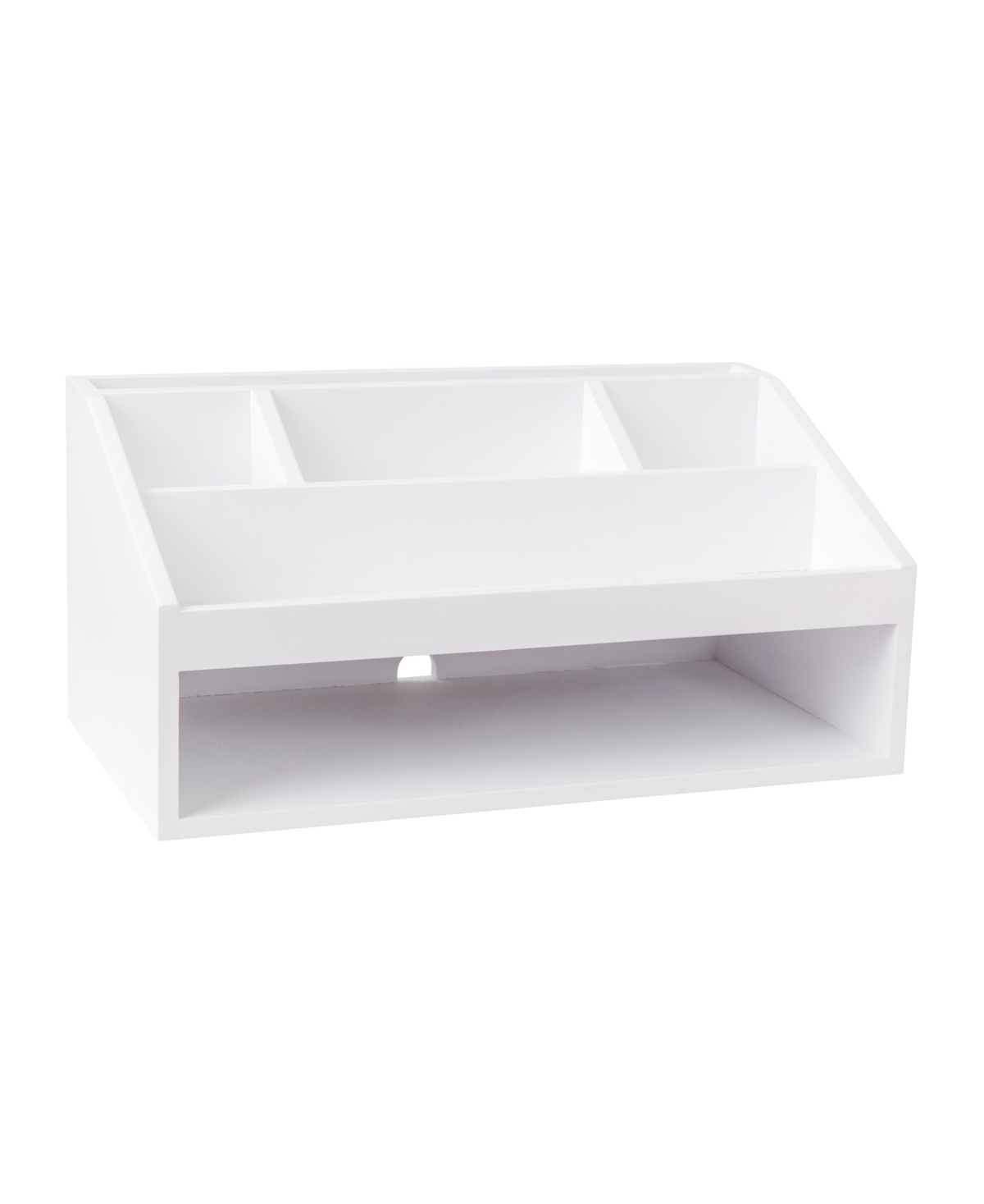 Martha Stewart Weston Wooden Desktop Organizer With Open Lower Storage Compartment, Engineered Wood Multipurpose St In White