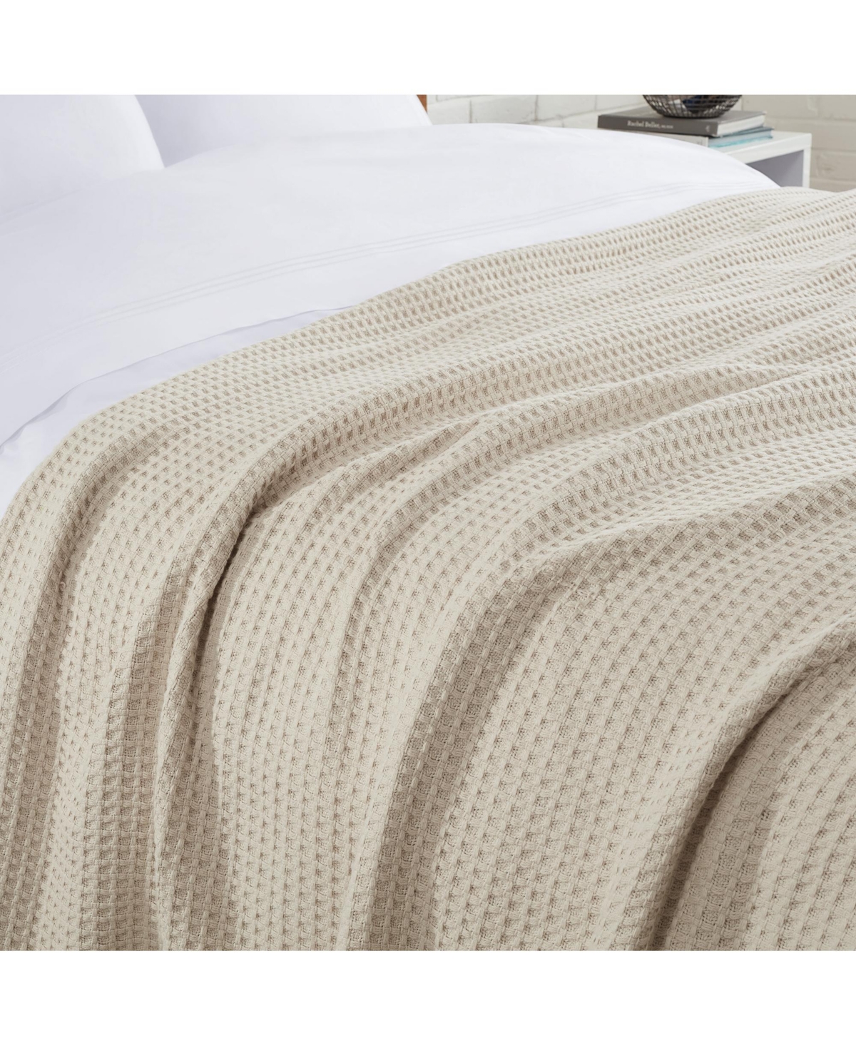 Waffle Weave Luxury Cotton Size Bed Blanket, (Color Options), 66x90 in., Warm Blanket for Bedrooms