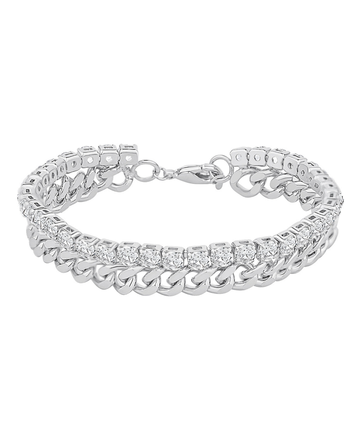And Now This Cubic Zirconia Double Row Tennis Bracelet In Silver