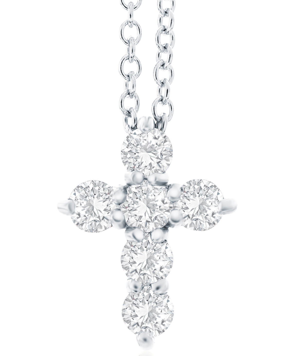Macy's Diamond Cross Pendant Necklace (1 Ct. T.w.) In 14k White Gold, 16" + 2" Extender