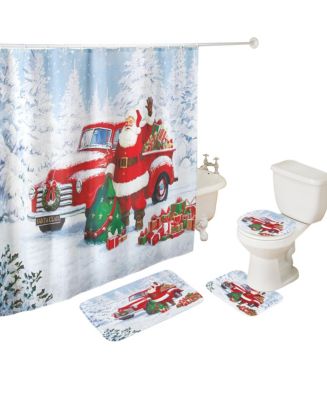 4-Piece Santa with Red Truck Coordinating Christmas Bathroom Set - Macy's