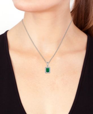 EFFY&reg; Emerald (2-1/5 ct. t.w.) & Diamond (1/4 ct. t.w.) 18" Pendant Necklace in 14k White Gold (Also Available in 14k Yellow Gold)