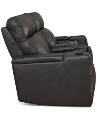 Greymel 74" Zero Gravity Leather Loveseat with Console and Power Headrests, Created for Macy's