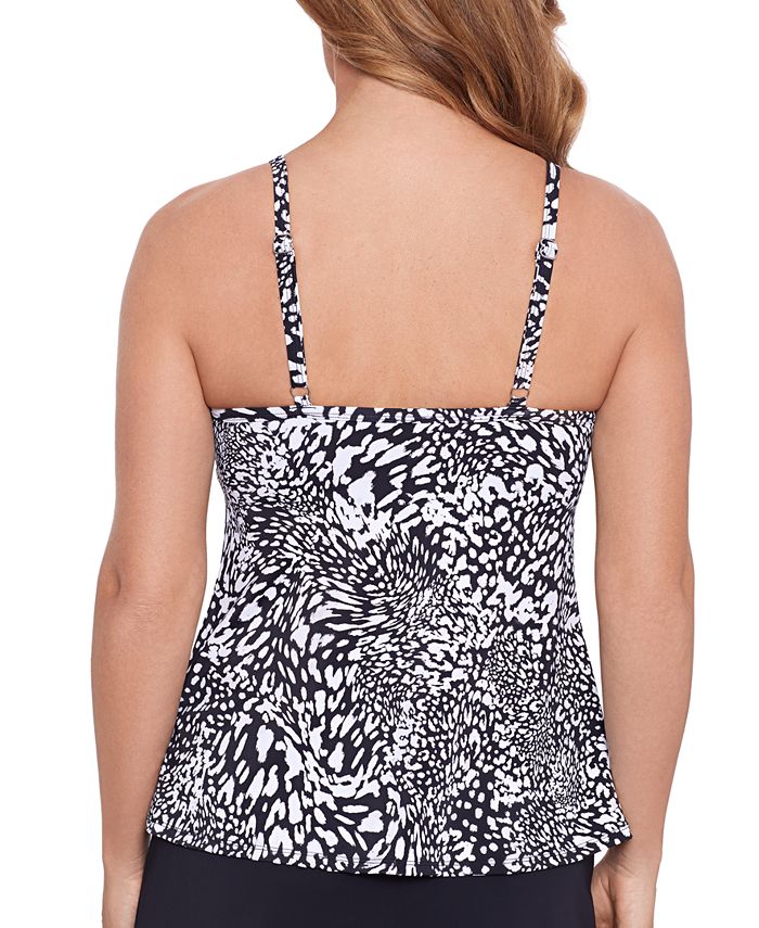 Swim Solutions Women's Printed Knotted Flyaway Tankini Top, Created for ...