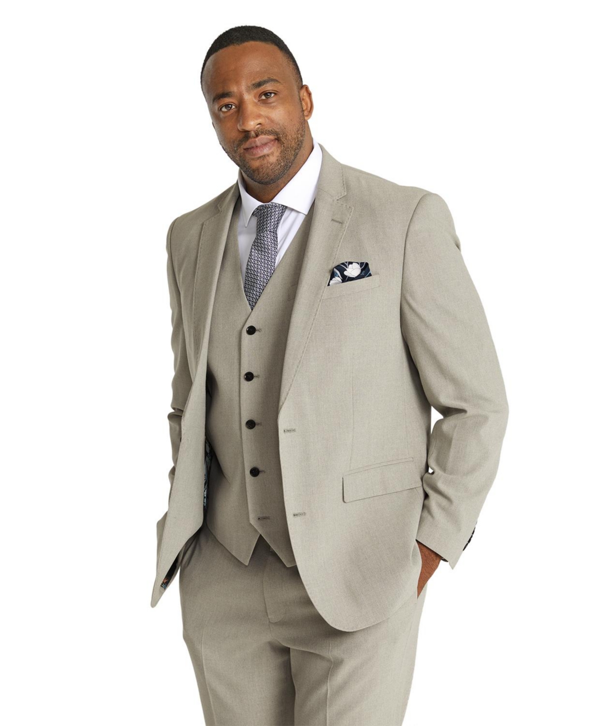 Men's Big & Tall Clooney Stretch Suit Jacket - Stone