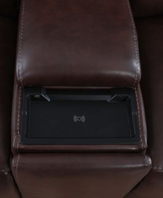 Greymel 74" Zero Gravity Leather Loveseat with Console and Power Headrests