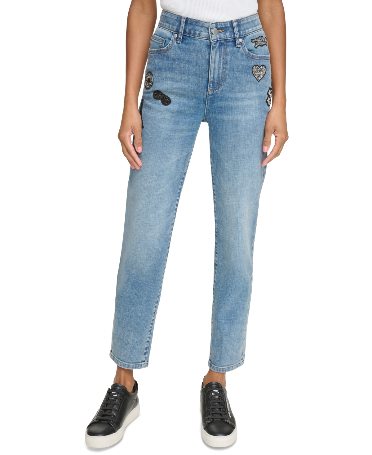 Karl Lagerfeld Women's Logo-patch Denim Jeans In Bluestar Wash