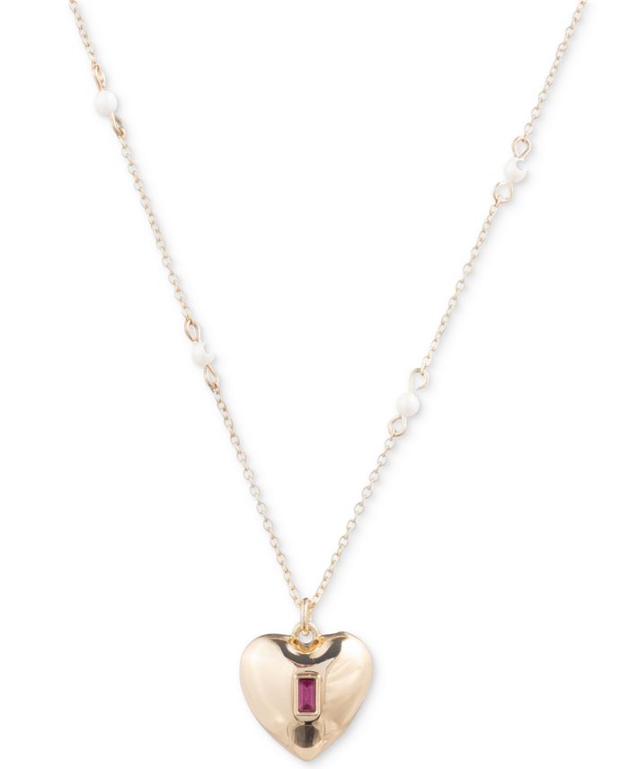 Lauren Ralph Lauren Gold-Tone Baguette Stone Heart Imitation Pearl ...