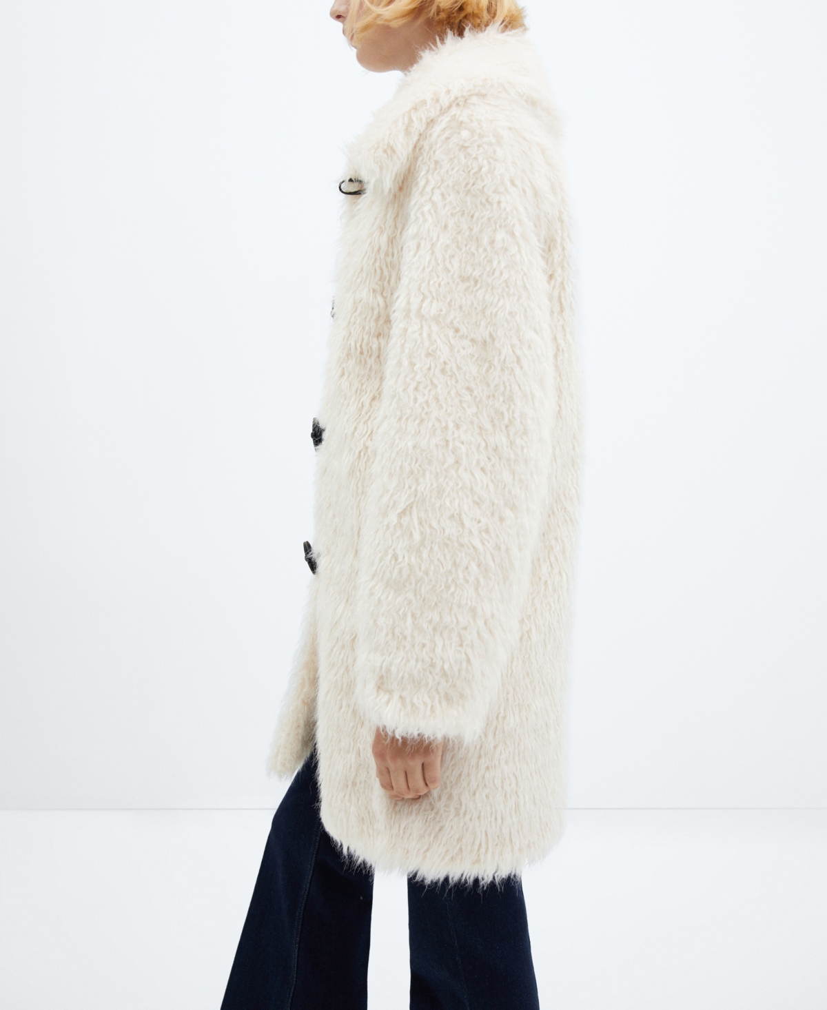 Shop Mango Women's Faux-fur Midi Coat In White