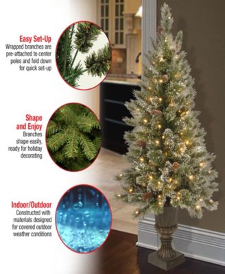 4' Glittery Bristle Pine Entrance Tree with 100 Clear Lights