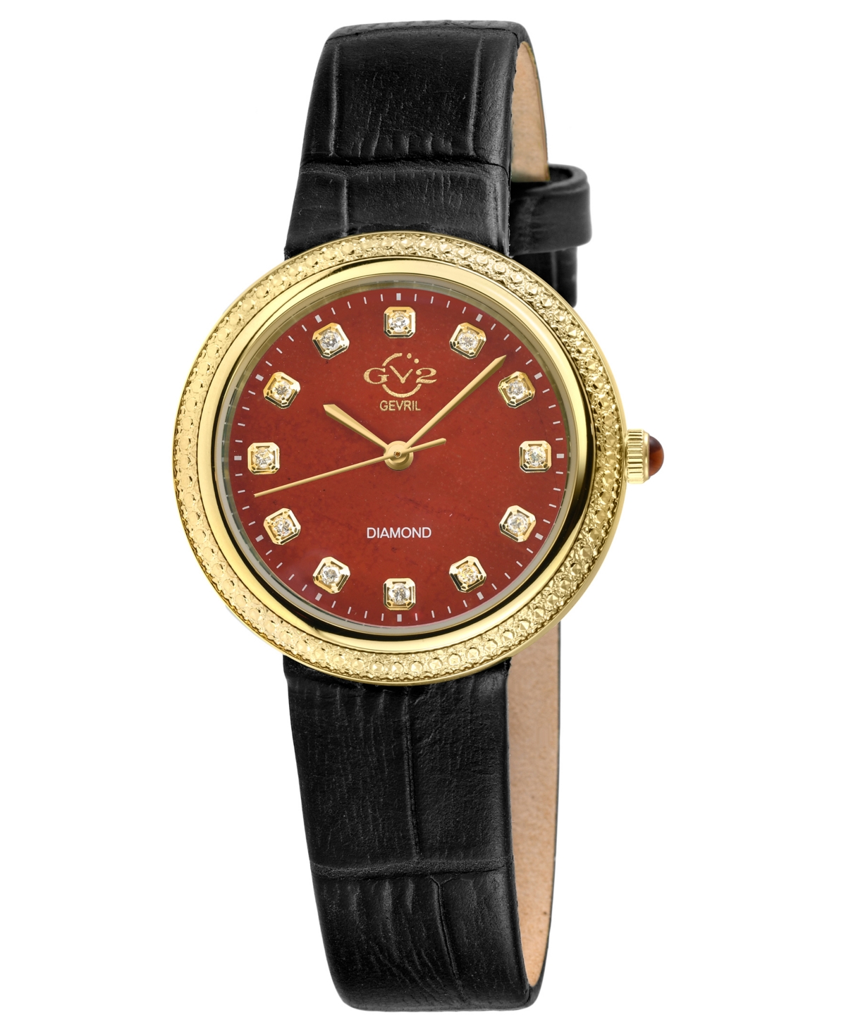 Gv2 By Gevril Women's Arezzo Black Leather Watch 33mm In Gold
