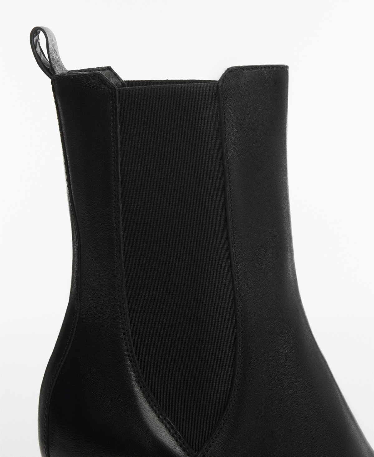 Mango Heel Leather Ankle Boot Black In Black