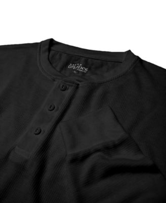 Men's Oversized Waffle-Knit Thermal Henley Shirt