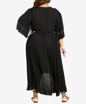 Avenue Women's Plus Size Tisha Lace Maxi Dress – Tiered, Bell Sleeve, Relaxed Fit - View #2