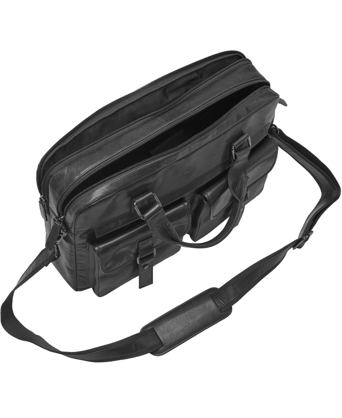 Мужская сумка Mancini Buffalo Briefcase with Dual Compartments for 15.6" Laptop, цвет: Чёрный — фото 4