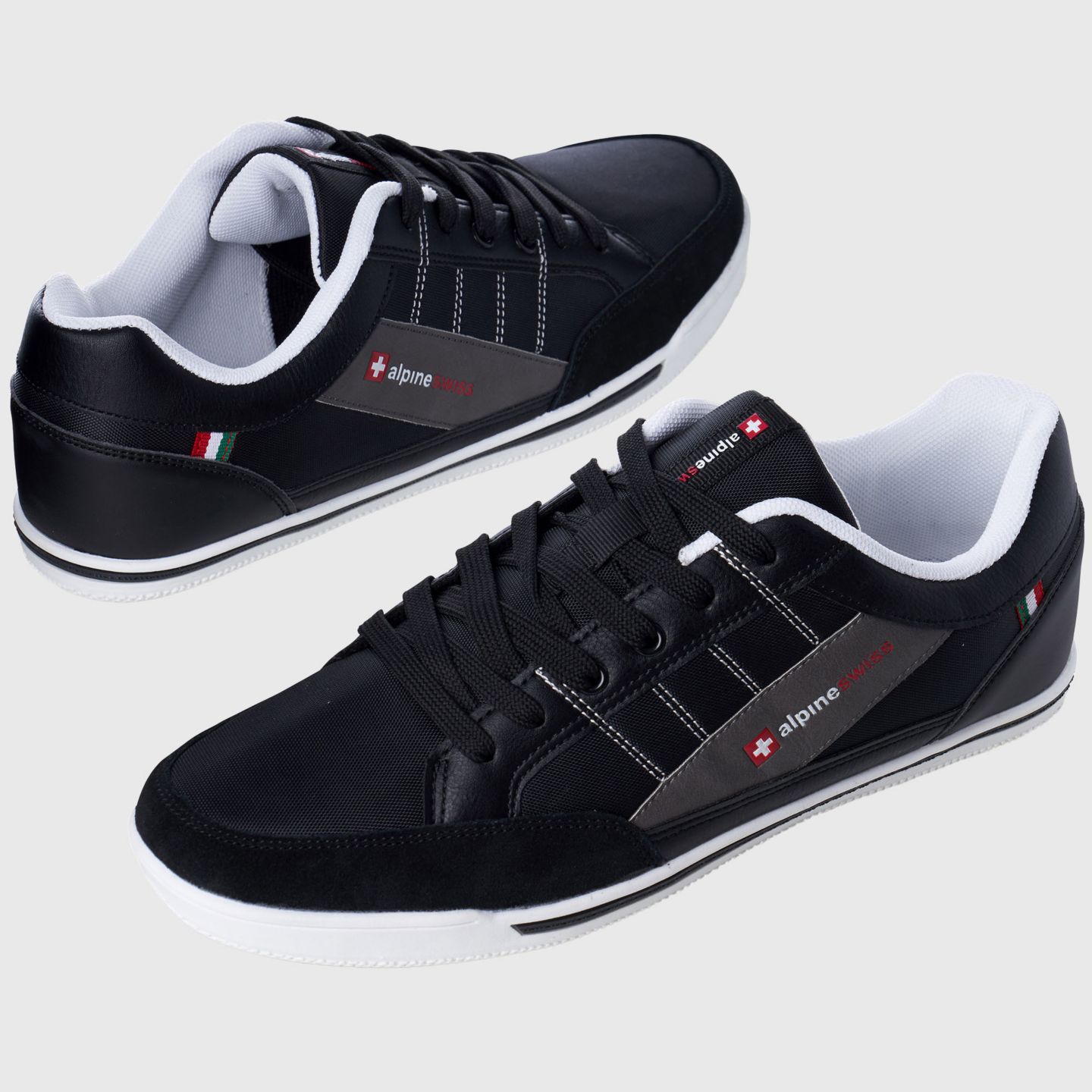Мужские кроссовки Alpine Swiss Stefan Retro Sneakers For Men Stylish Low-Top Shoes with Suede Trim Perfect For Casual Footwear Fashion Sneakers Tennis Shoes, цвет: Чёрный — фото 6