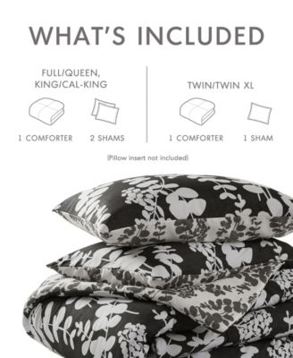 Aria Floral Print Reversible 3-Pc. Comforter Set, Full/Queen