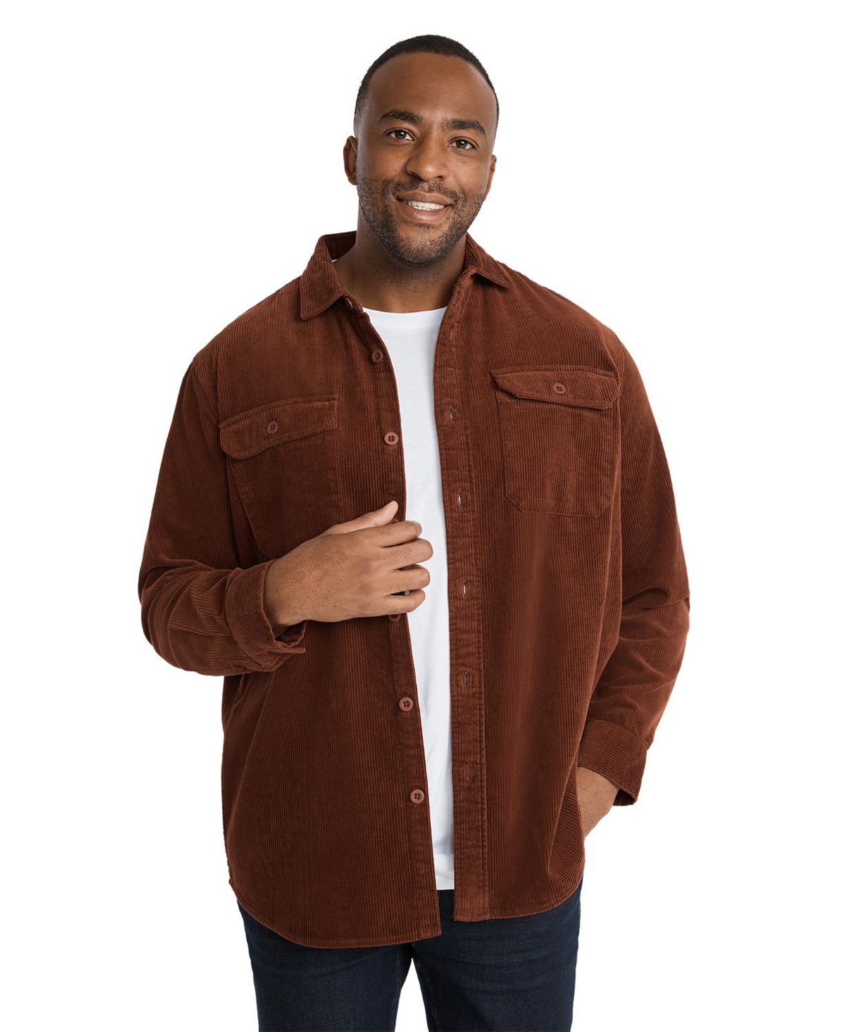 Men's Stan Corduroy Overshirt Jacket - Rust