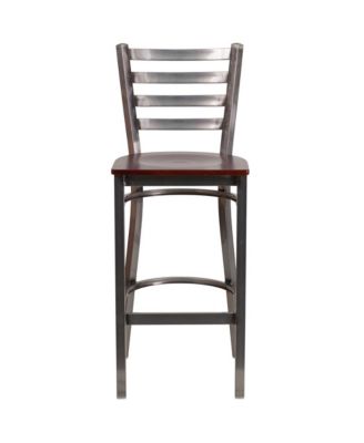 Clear Coated Ladder Back Metal Restaurant Dining Barstool