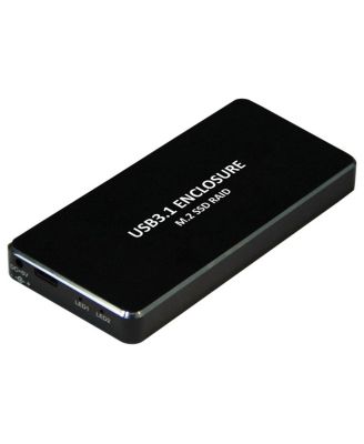 11011 USB 3.1 Type-C to Dual NGFF SSD Raid Enclosure Speed 10 Gbps Data Transfer 2280 with LED - Black