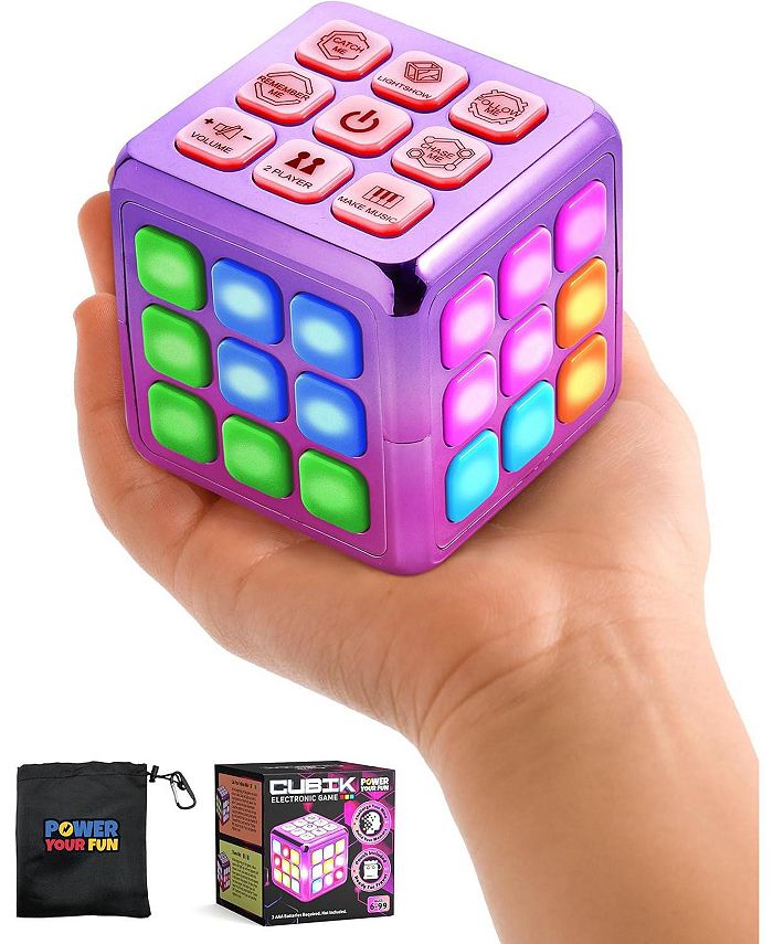Power Your Fun Cubik LED Flashing Cube Memory Game- Metallic Pink ...