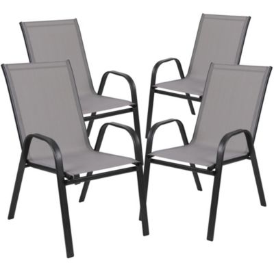 Set Of 4 Manado Series Metal Stacking Patio Chairs With Flex Comfort Material