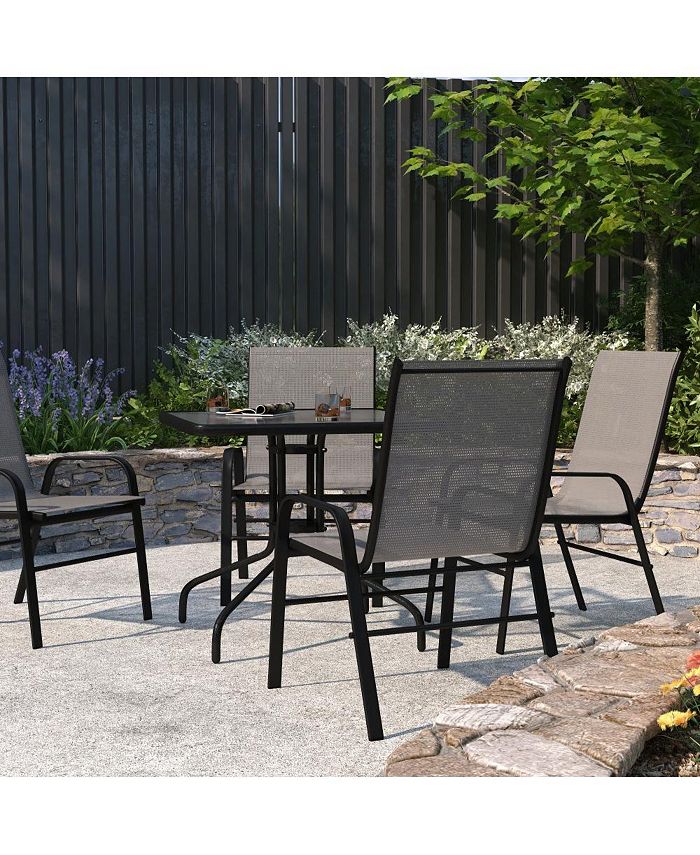 MERRICK LANE Set Of 4 Manado Series Metal Stacking Patio Chairs With