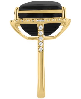 EFFY&reg; Amethyst (10-3/4 ct. t.w.) & Diamond (3/8  ct. t.w.) Halo Ring in 14k Gold (Also available in Citrine, Green Quartz & Black Onyx)