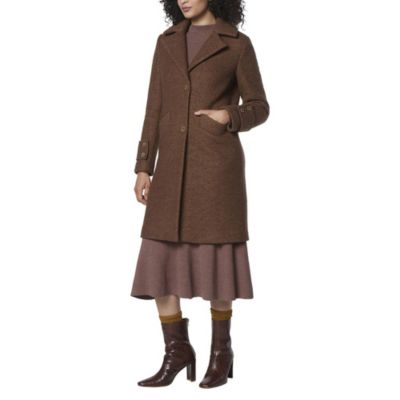Regine Sb Women's Soft Wool Boucle Coat With Back Vent