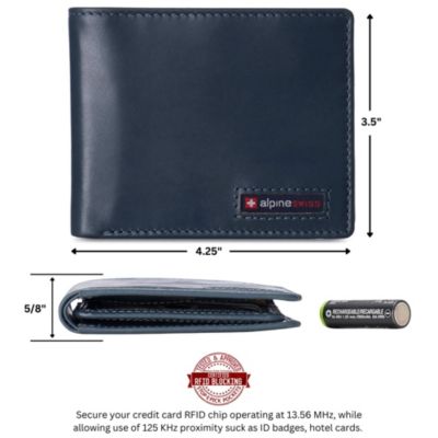 Mens Genuine Leather RFID Safe Bifold Wallet Passcase 2 ID Windows