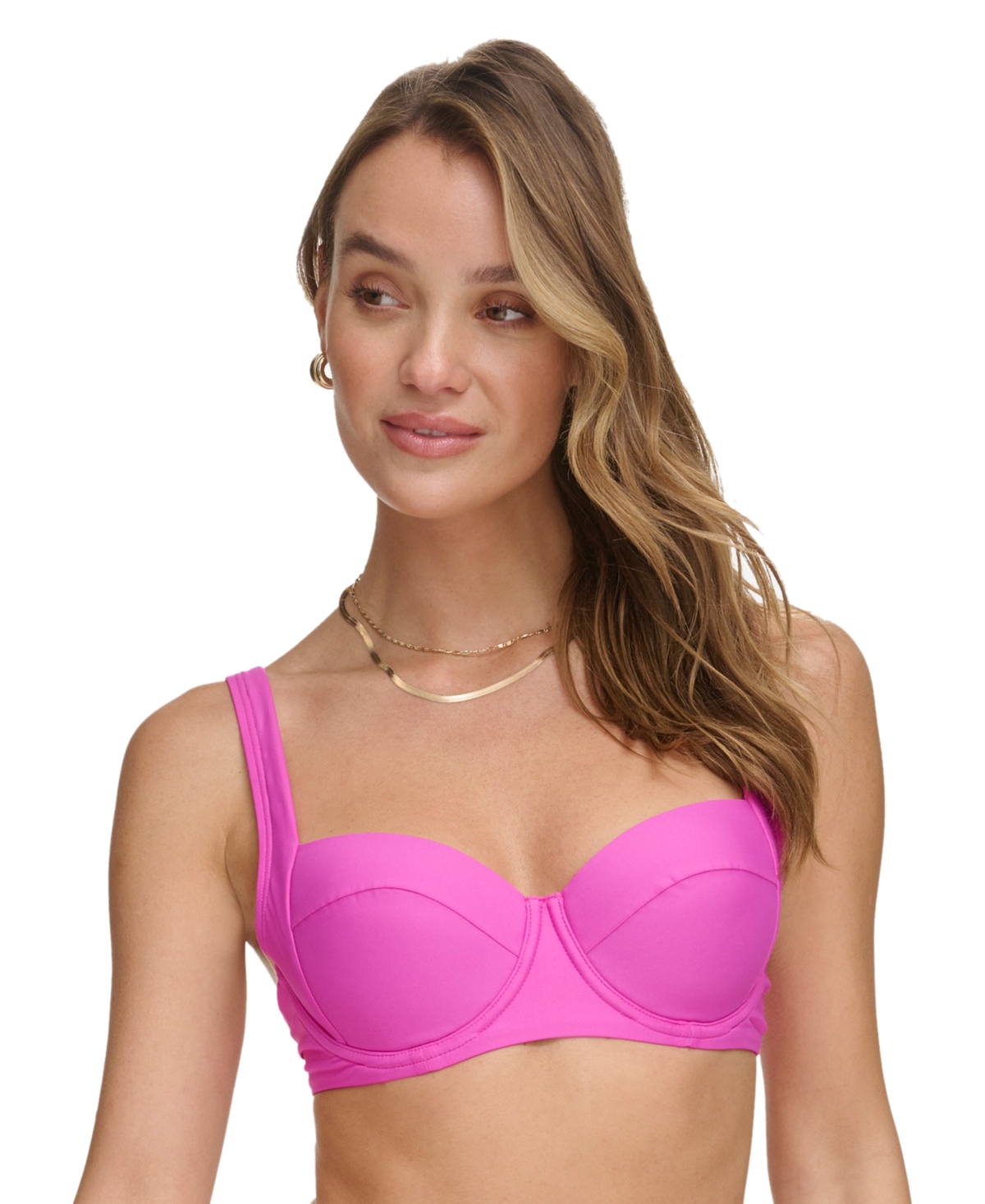 Shop Dkny Women's Molded Underwire Bikini Top In Carnation Pink