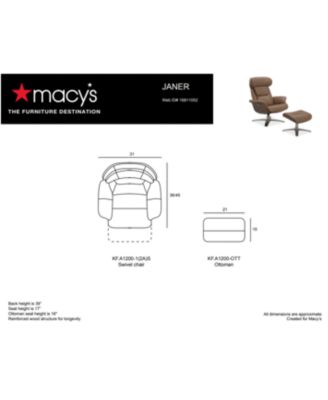 Janer Leather Swivel Chair Collection, Created for Macy's