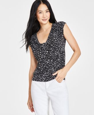 I.N.C. International Concepts - Women's V-Neck Ruched-Shoulder Top
