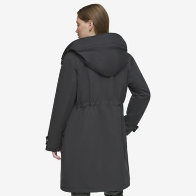Women's Gemas Lightweight Parka Coat With Matte Shell and Faux Leather Details