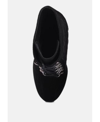 YOKO Womens Fine Suede Quilted Ankle Boots