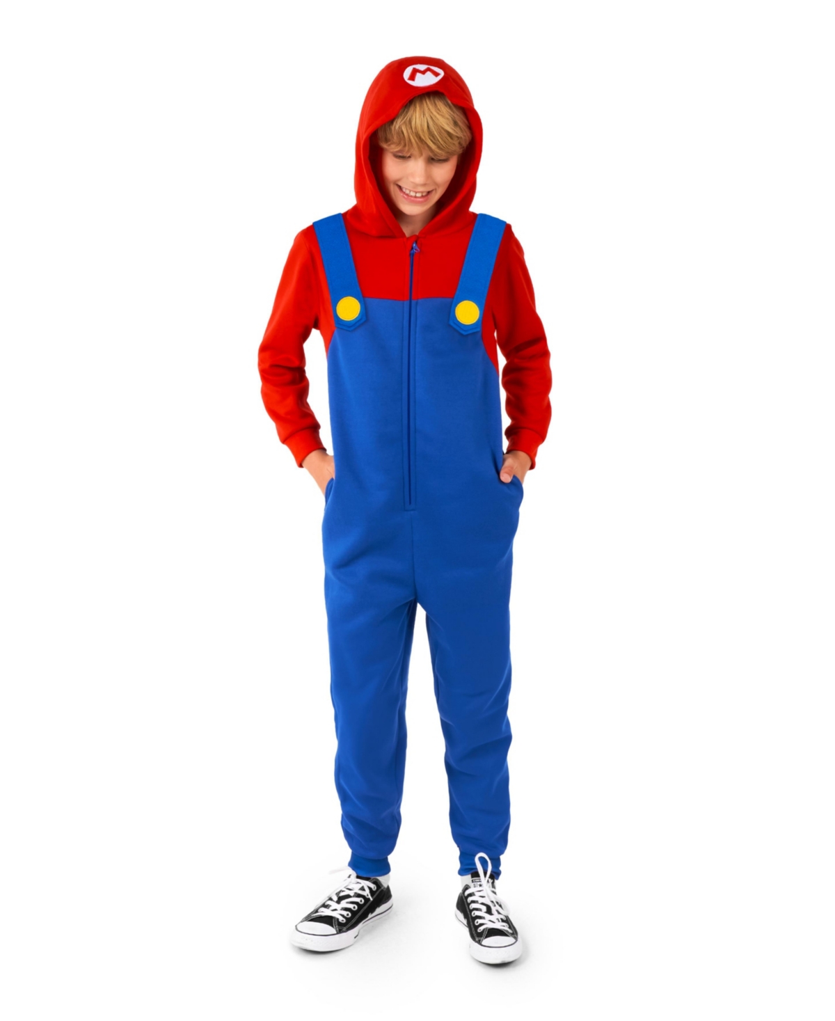 Shop Opposuits Little And Big Boys Mario Zip Up Onesie Outfit In Red