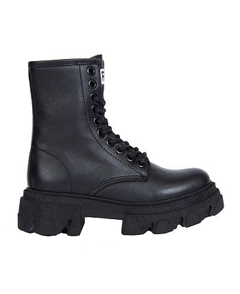 URBNKICKS Black Leather Combat Boots By URBNKICKS Macy s
