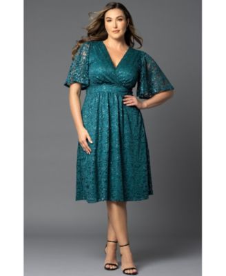 Plus Size Starry Sequin Lace Cocktail Dress