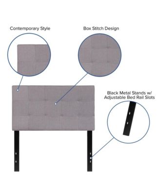 1Pc Quilted Tufted Upholstered Twin Size, Box Stitch, Adjustable Height, Contemporary Style Headboard