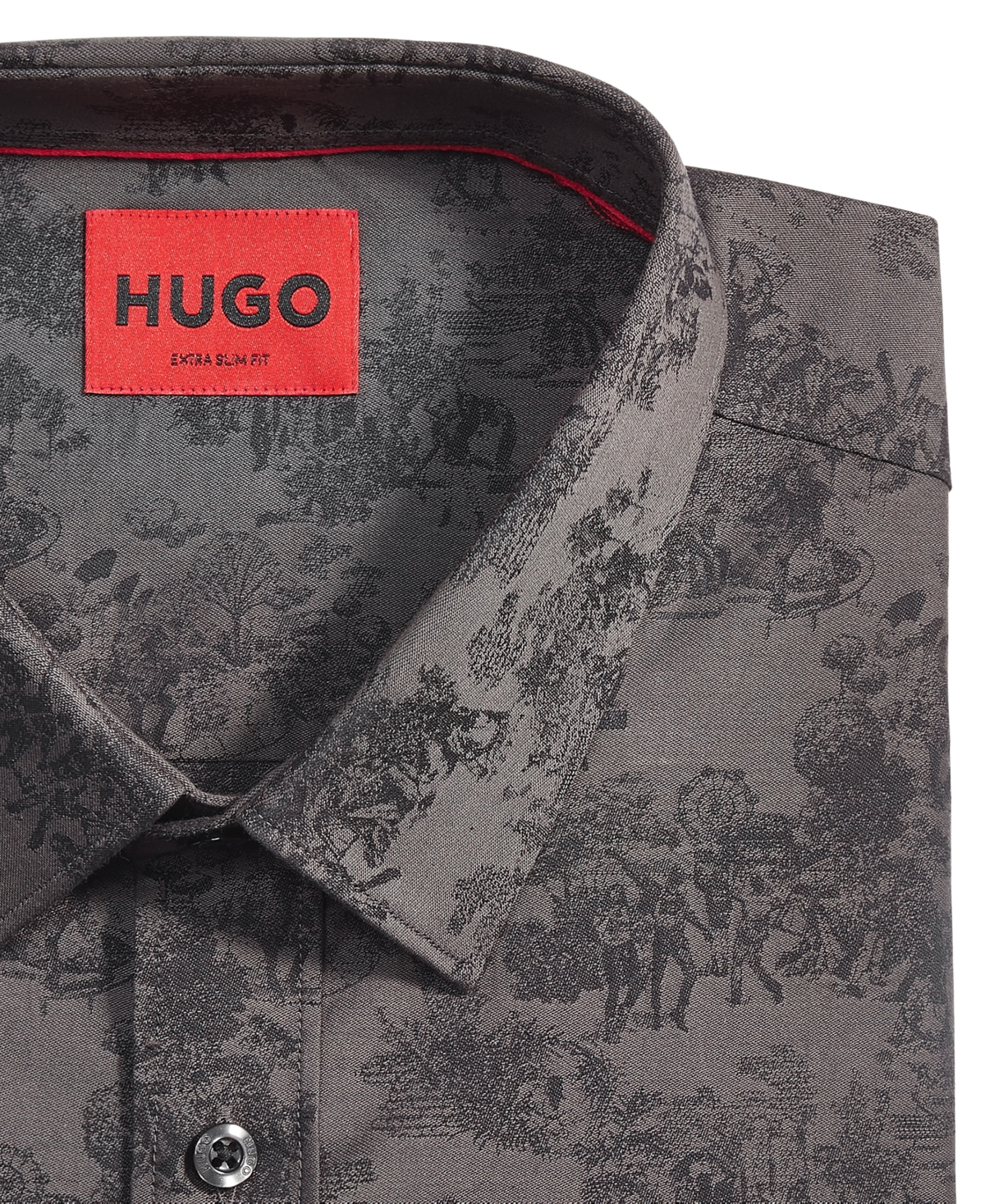 Shop Hugo By  Boss Men's Elisha Extra Slim-fit Floral Dress Shirt In Black