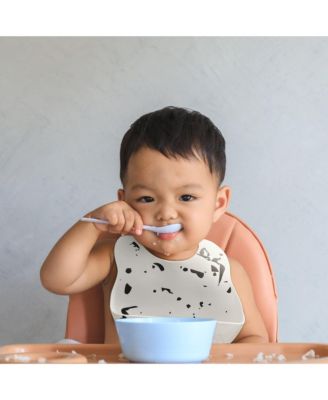 Soft Silicone Waterproof Baby Bib with catch all pocket, Adjustable