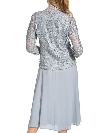 Jessica Howard Women s Soutache Jacket Jewel Neck Midi Dress